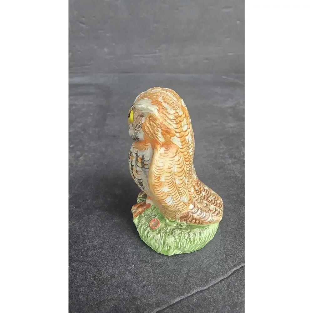 Miniature Owl Figurine Painted Signed Basil Matthews Made in England